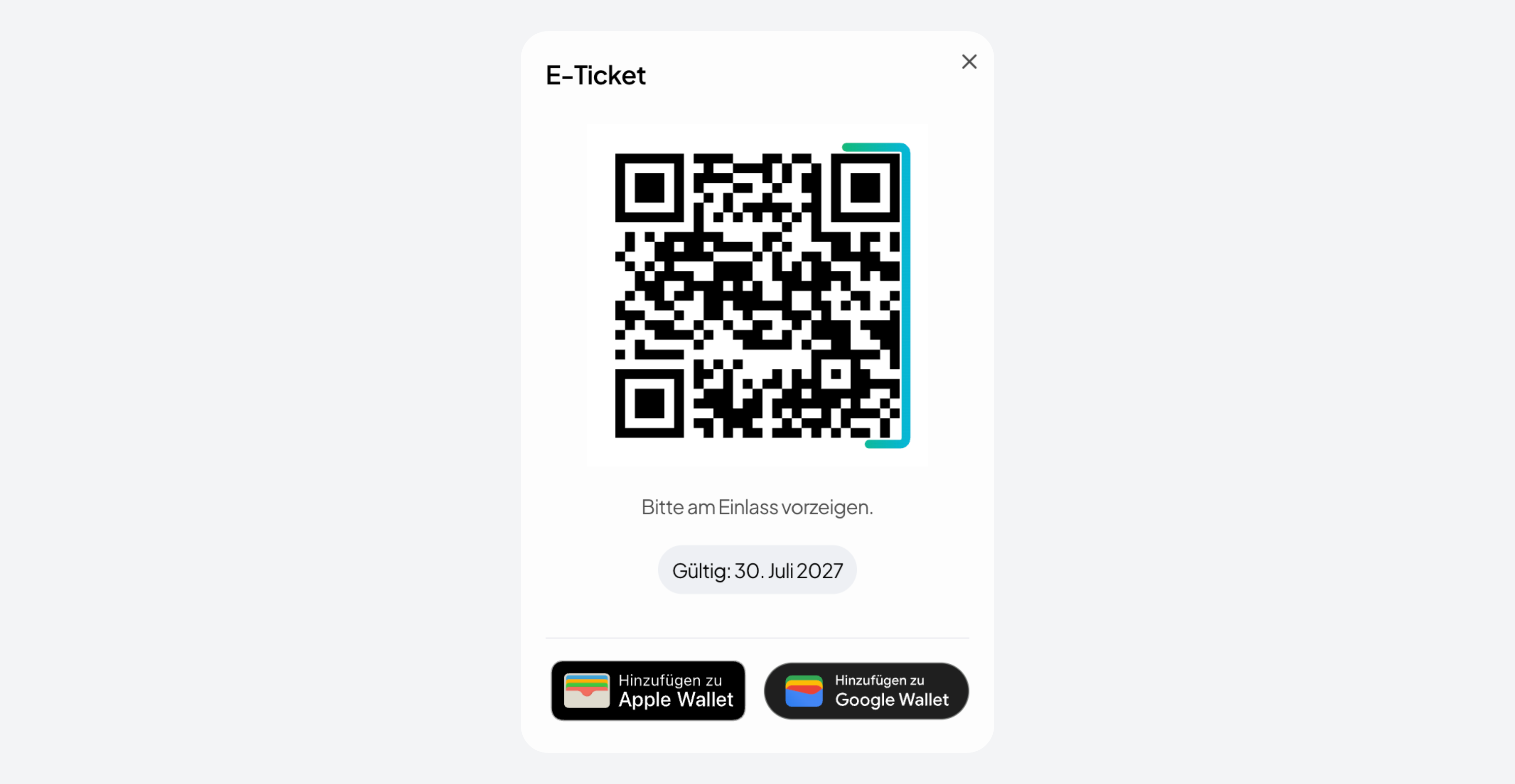 QR-Code in der Buchungsansicht